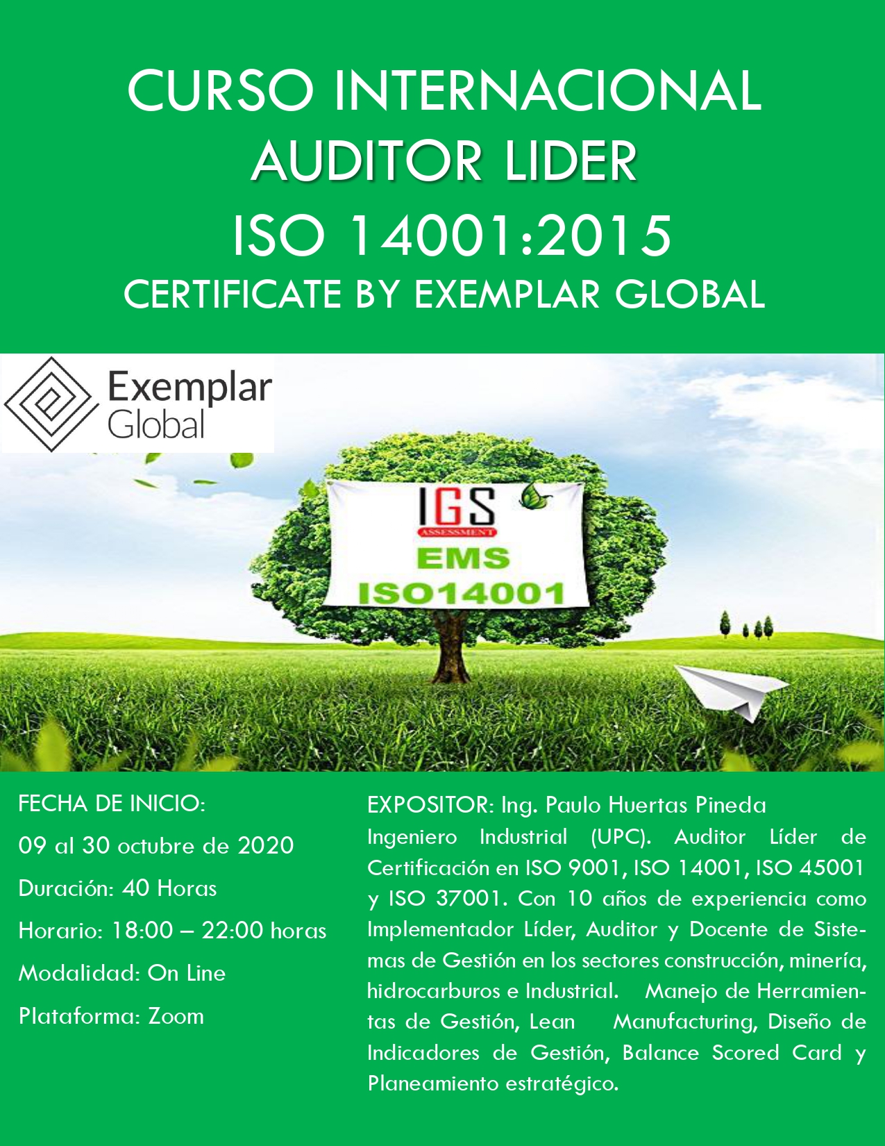 Curso Internacional de Auditor Lider ISO 14001:2015